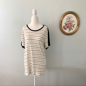 Anthropologie Postmark Black and White Ribbed Tee